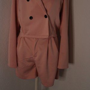 SHEIN DOUBLE BUTTON BLAZER & SLANT POCKET SHORT SET